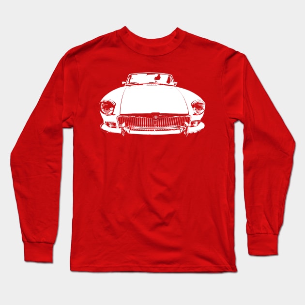 MGB 1970s classic car monoblock white Long Sleeve T-Shirt by soitwouldseem